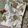 Cream Mehendi “Gold” Cotton Kurta Set with Dupatta – 3 pc