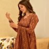 blazing brown muslin suit set