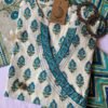 Firozi Boota Angrakha Cotton Kurta Set with dupatta – 3 pc