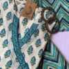 Firozi Boota Angrakha Cotton Kurta Set with dupatta – 3 pc