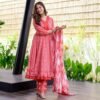 graceful peach cotton suit set