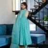 turqoiuse blue embroidered suit set