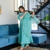 turqoiuse blue embroidered suit set
