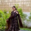 brown organza shimmer suit set
