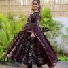brown organza shimmer suit set