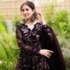brown organza shimmer suit set
