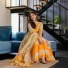 windy white and yellow floral suit set
