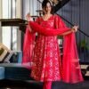 magenta pink organza suit set