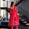 magenta pink organza suit set