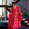 magenta pink organza suit set