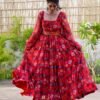 onrella red georgette dress