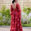 onrella red georgette dress