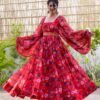 onrella red georgette dress
