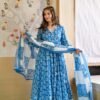 Blue floral pompom suit set