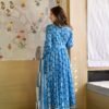 Blue floral pompom suit set