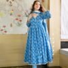 Blue floral pompom suit set