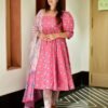 pink swan cotton suit set