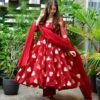 haafiza maroon organza suit set