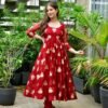 haafiza maroon organza suit set