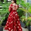 haafiza maroon organza suit set