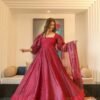 shanaya cherry maxi set with organza dupatta