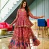 peacock georgette kurta sharara set