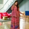 peacock georgette kurta sharara set