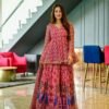 peacock georgette kurta sharara set