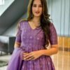 purple embroidered silk suit set