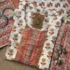 White Orange Block Print Cotton Suit Set