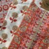 White Orange Block Print Cotton Suit Set