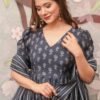 gazelle grey muslin kurta palazzo set