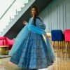 aqua floral chanderi maxi set