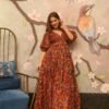 preksha maroon floral dress