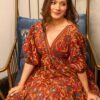 preksha maroon floral dress