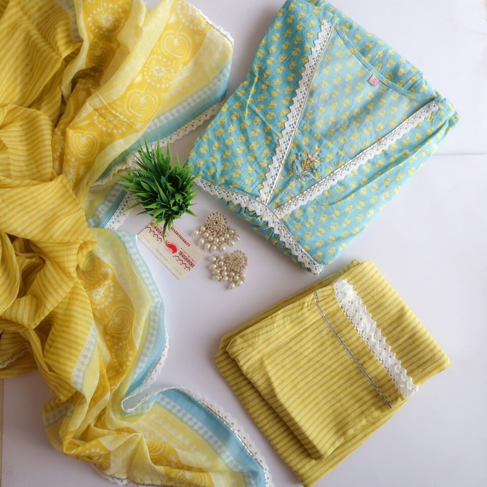 Sea Green Bliss Soft Cotton Suit (3 piece)