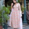 Soothing Orange Floral Premium Cotton Suit Set