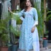 Soothing Floral Premium Cotton Suit Set – Sea Blue